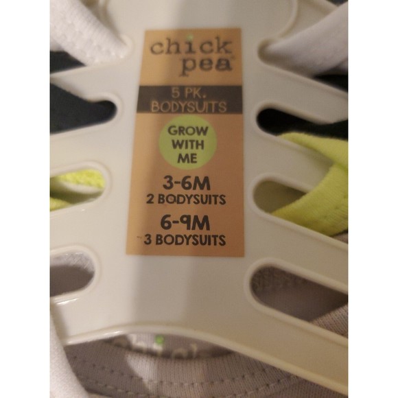 Chick Pea Baby's 5pk Bodysuit Size 3-6 6-9 Months White Gray Multi-colored Comfy - Picture 8 of 10